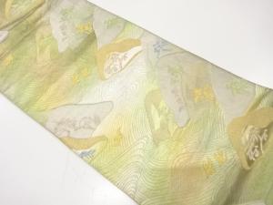 アンティーク　山並に流水・樹木模様織り出し袋帯（材料）